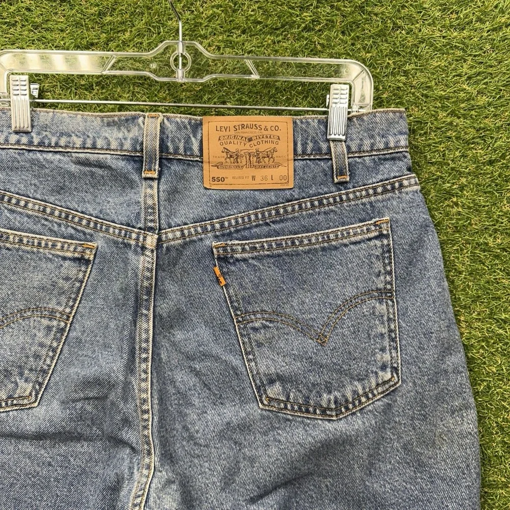 Levis 550 Jean Shorts Mens 36 x8 Orange Tab Relaxed Fit Wide Leg Baggy Y2K